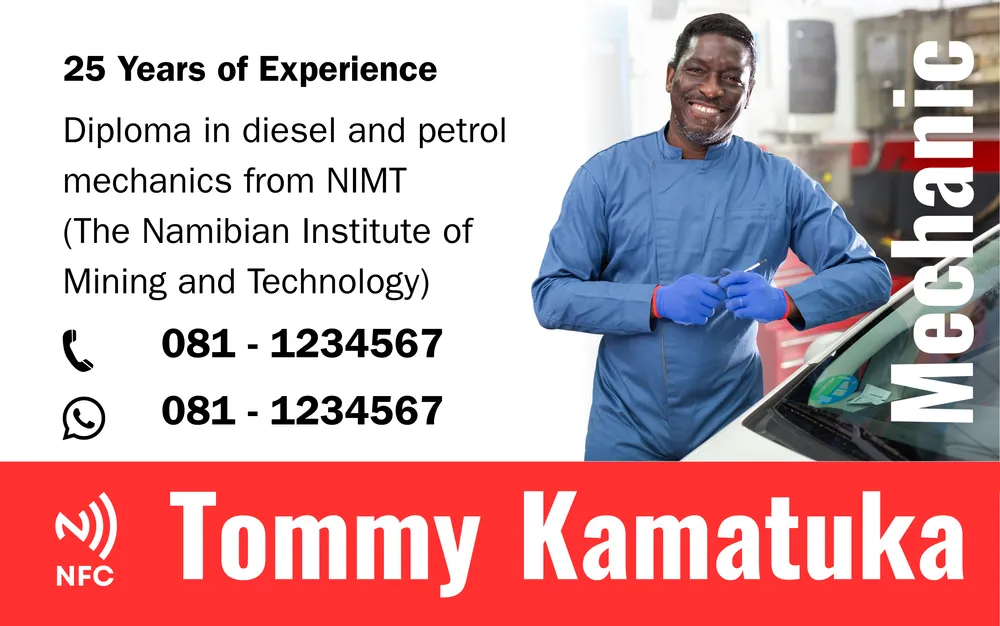 Sample PassCard: a mechanic's profile card